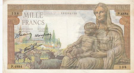 France 1000 Francs Déesse Déméter - 08-04-1943 Série P.4884 - TTB