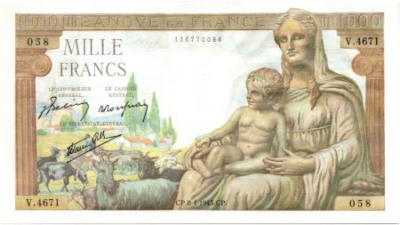 France 1000 Francs Déesse Déméter - 08-04-1943 Série V.4671