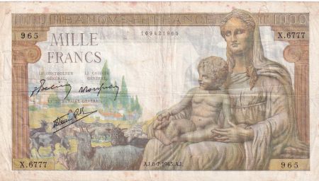 France 1000 Francs Déesse Déméter - 08-07-1943 - Série X.6777