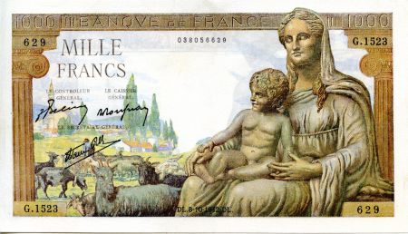 France 1000 Francs Déesse Déméter - 08-10-1942 Série G.1523 - TTB+