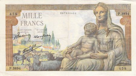 France 1000 Francs Déesse Déméter - 11-02-1943 - Série P.3894 - PTTB
