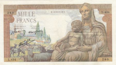 France 1000 Francs Déesse Déméter - 11-06-1942 - Série L.434