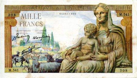 France 1000 Francs Déesse Déméter - 11-06-1942 Série M.541 - TTB