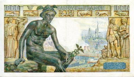 France 1000 Francs Déesse Déméter - 11-06-1942 Série N.505 - TTB