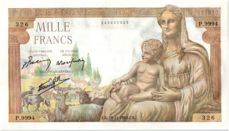 France 1000 Francs Déesse Demeter - 18-11-1943 Série P.9994