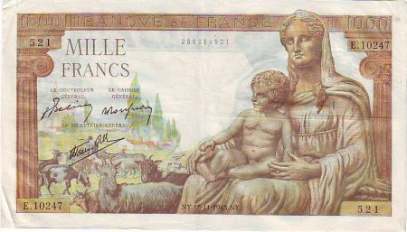 France 1000 Francs Déesse Déméter - 1943