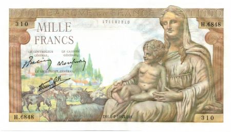 France 1000 Francs Deesse Demeter - 1943