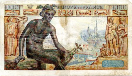 France 1000 Francs Déesse Déméter - 22-10-1942 Série O.1691 - TTB