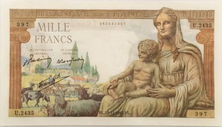 France 1000 Francs Déesse Déméter - 23-12-1942 Série U.2435 - SPL