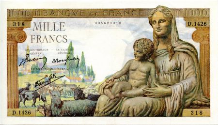France 1000 Francs Déesse Déméter - 24-09-1942 Série D.1426 - TTB