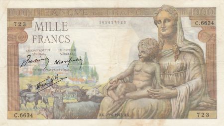 France 1000 Francs Déesse Déméter - 25-06-1943 - Série C.6634