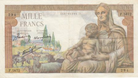 France 1000 Francs Déesse Déméter - 27-05-1943 - Série F.5872