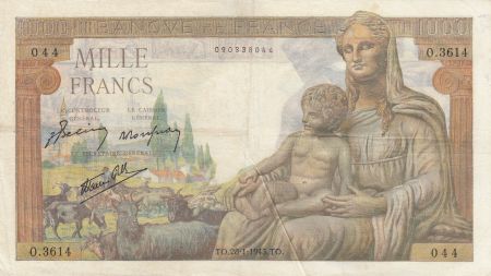 France 1000 Francs Déesse Déméter - 28-01-1943 - Série O.3614