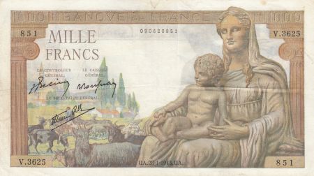 France 1000 Francs Déesse Déméter - 28-01-1943 - Série V.3625