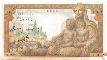 France 1000 Francs Déesse Déméter - 28-01-1943 Série E.3638 - TB