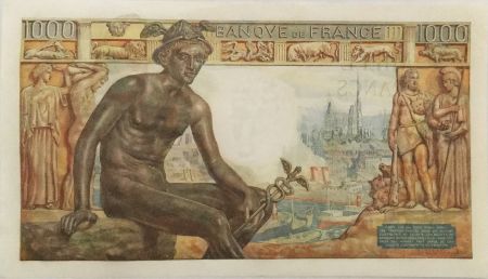 France 1000 Francs Déesse Déméter - 28-01-1943 Série R.3555 - SPL+