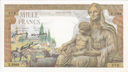 France 1000 Francs Déesse Déméter - 28-01-1943 Série Z.3568