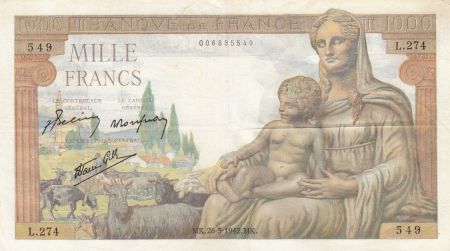 France 1000 Francs Déesse Déméter - 28-05-1942 - Série L.274