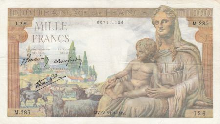 France 1000 Francs Déesse Déméter - 28-05-1942 - Série M.285
