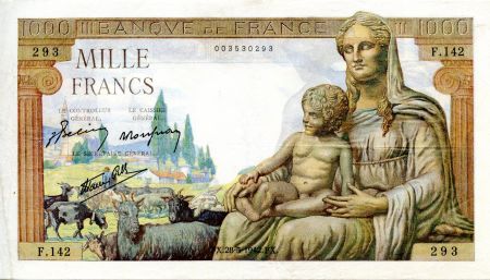 France 1000 Francs Déesse Déméter - 28-05-1942 Série F.142 - TTB