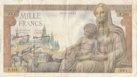 France 1000 Francs Déesse Déméter - 28-05-1942 Série F.241