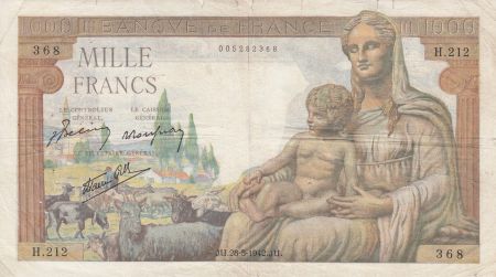 France 1000 Francs Déesse Déméter - 28-05-1942 Série H.212 - TB