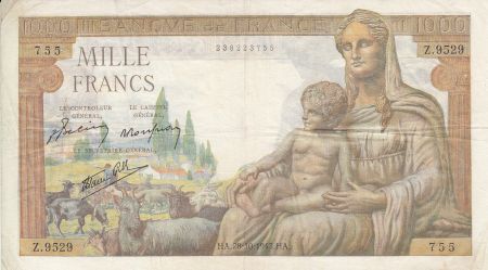 France 1000 Francs Déesse Déméter - 28-10-1943 Série Z.9529