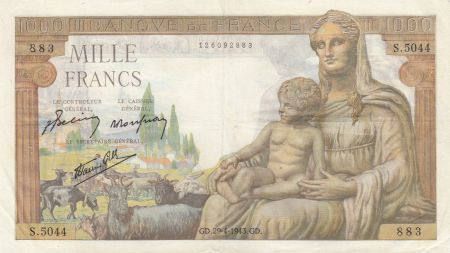 France 1000 Francs Déesse Déméter - 29-04-1943 - Série S.5044
