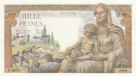 France 1000 Francs Demeter - 08-04-1943 - Série V.4671