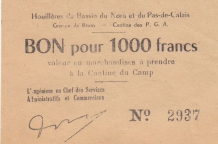 France 1000 Francs Houillières du Pas de Calais - Prisonniers de Guerre 1940-1945