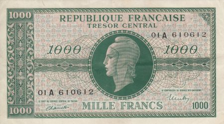 France 1000 Francs Marianne - 1945 Lettre A - Série 01 A 610612