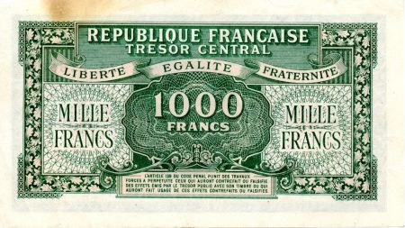 France 1000 Francs Marianne - 1945 Lettre A - Série 17 A - TTB