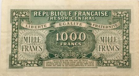 France 1000 Francs Marianne - 1945 Lettre A - Série 30 A - TTB