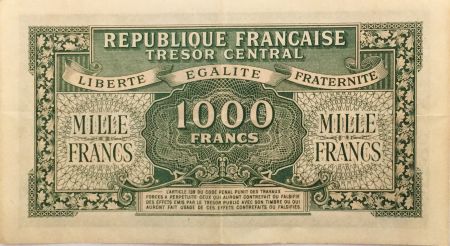 France 1000 Francs Marianne - 1945 Lettre A - Série 75 A - TTB+