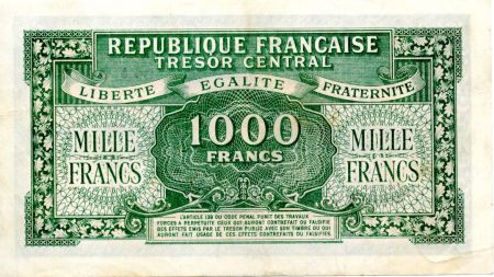 France 1000 Francs Marianne - 1945 Lettre A - Série 94 A - TTB+