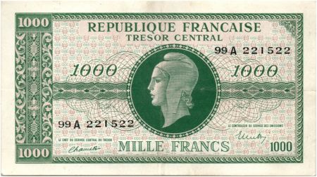 France 1000 Francs Marianne - 1945 Lettre A - Série 99 A