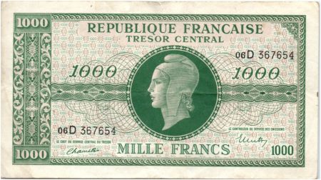 France 1000 Francs Marianne - 1945 Lettre D - Série 06 D