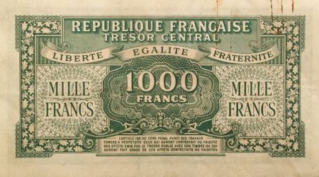 France 1000 Francs Marianne - 1945 Lettre D - Série 27 D - TTB