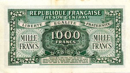 France 1000 Francs Marianne - 1945 Lettre D - Série 49 D - TTB+