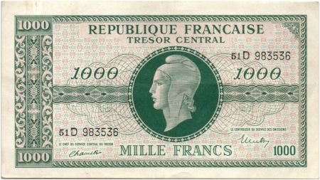 France 1000 Francs Marianne - 1945 Lettre D - Série 51 D