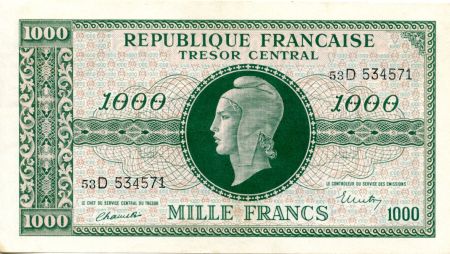 France 1000 Francs Marianne - 1945 Lettre D - Série 53 D - TTB+