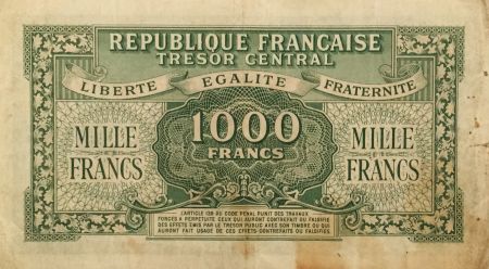 France 1000 Francs Marianne - 1945 Lettre D - Série 88 D - PTTB