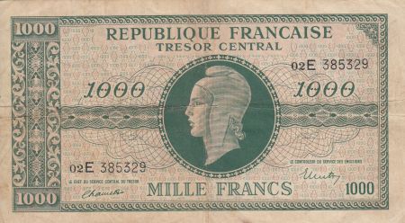 France 1000 Francs Marianne - 1945 Lettre E - Série 02 E - TB+
