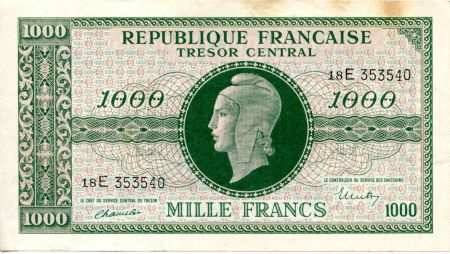 France 1000 Francs Marianne - 1945 Lettre E - Série 18 E - TTB