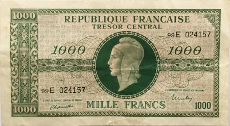 France 1000 Francs Marianne - 1945 Lettre E - Série 99 E - TTB