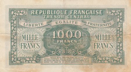 France 1000 Francs Marianne - Trésor Central 1945 - Série 47E - TTB