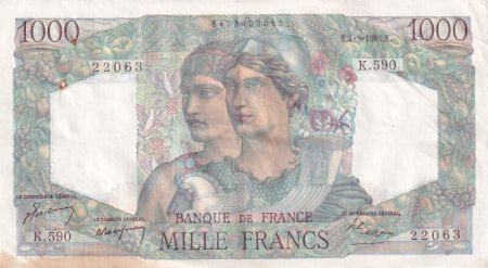 France 1000 Francs Minerve et Hercule - 01-09-1949 - Série K.590- TTB
