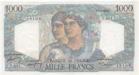 France 1000 Francs Minerve et Hercule - 01-09-1949 Série Y.601 - SUP