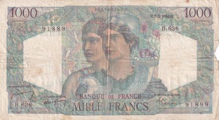 France 1000 Francs Minerve et Hercule - 02-03-1950 - Série B.636 - B+