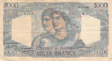 France 1000 Francs Minerve et Hercule - 02-12-1948 Série W.511 - PTB